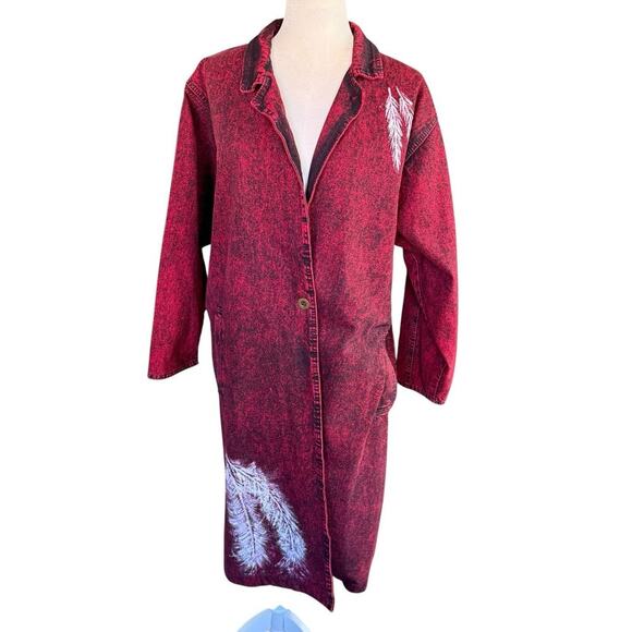 Vtg 80s Hand Painted J Akin Native American Acid Wash Coat Southwest Americana - Picture 2 of 12